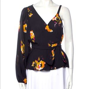 A.L.C. BLACK FLORAL PRINT BLOUSE Size 8